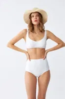 Kadın Beyaz Pedli Yüksek Bel Bikini Takımı Akbeniz 35017 Beyaz detay görünüm