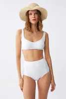 Kadın Beyaz Pedli Yüksek Bel Bikini Takımı Akbeniz 35017 Beyaz görsel 4