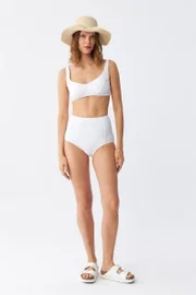 Kadın Beyaz Pedli Yüksek Bel Bikini Takımı Akbeniz 35017