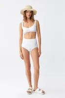 Kadın Beyaz Pedli Yüksek Bel Bikini Takımı Akbeniz 35017 Beyaz