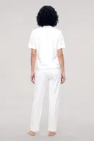 Kadın Beyaz Polo Yaka Pijama Takımı Akbeniz Y2100 Beyaz görsel 5