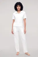 Kadın Beyaz Polo Yaka Pijama Takımı Akbeniz Y2100 Beyaz detay görünüm