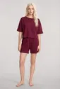 Kadın Bordo Kısa Kollu Şortlu Pijama Takımı Akbeniz Y1300