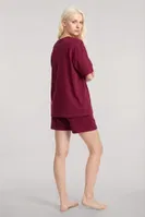 Kadın Bordo Kısa Kollu Şortlu Pijama Takımı Akbeniz Y1300 Bordo farklı açı