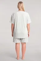 Kadın Büyük Beden Açık Gri Fitilli Şortlu Pijama Takımı Akbeniz 202613 Gri detay görünüm