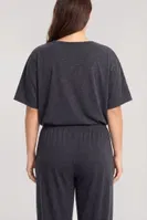 Kadın Büyük Beden Antrasit Düğmeli Kısa Kollu Pijama Takımı Akbeniz 202620 Antrasit görsel 7
