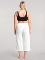 Kadın Büyük Beden Ekru Bol Paça Kapri Pijama Altı Akbeniz 210087 Beyaz farklı açı