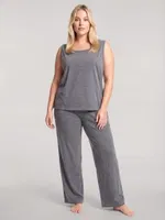 Kadın Büyük Beden Gri Kolsuz Pijama Takımı Akbeniz 202624 Gri