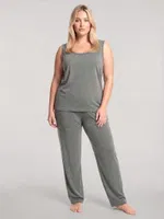 Kadın Büyük Beden Haki Kolsuz Pijama Takımı Akbeniz 202624