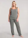 Kadın Büyük Beden Haki Kolsuz Pijama Takımı Akbeniz 202624