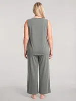 Kadın Büyük Beden Haki Kolsuz Pijama Takımı Akbeniz 202624 görsel 4