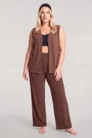 Kadın Büyük Beden Kahverengi Yelekli Yazlık Pijama Takımı Akbeniz 202625 Kahve farklı açı