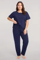 Kadın Büyük Beden Lacivert Düğmeli Kısa Kollu Pijama Takımı Akbeniz 202620 Lacivert