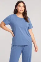 Kadın Büyük Beden Mavi Düğmeli Kısa Kollu Pijama Takımı Akbeniz 202620 görsel 5