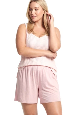 Kadın Büyük Beden Pudra Fitilli Şortlu Pijama Takımı Akbeniz 202611