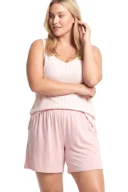Kadın Büyük Beden Pudra Fitilli Şortlu Pijama Takımı Akbeniz 202611