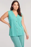 Kadın Büyük Beden Su Yeşili Yelekli Yazlık Pijama Takımı Akbeniz 202622 Su Yeşili