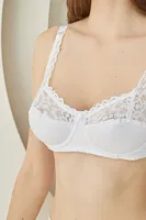 Kadın Dantel Askılı Balenli Toparlayıcı Sütyen NBB 385 Beyaz görsel 5