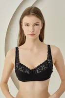 Kadın Dantel Askılı Balenli Toparlayıcı Sütyen NBB 385 Siyah farklı açı