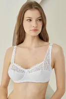 Kadın Dantel Askılı Balenli Toparlayıcı Sütyen NBB 385 Beyaz görsel 4