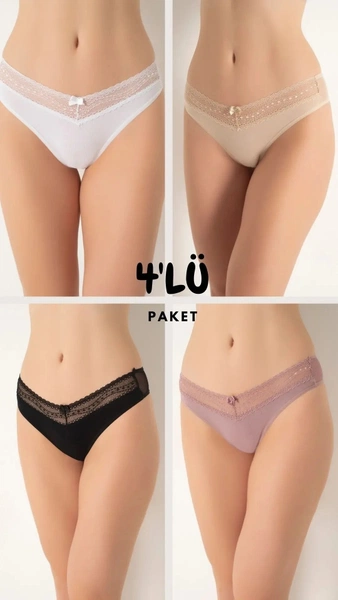 Kadın Dantelli Bikini Külot 4'lü Paket Confeo C804-002