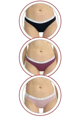 Us. POLO Assn. Kadın Desenli Pamuklu 3'lü Slip Külot-Gülkurusu Us. POLO Assn. 66436