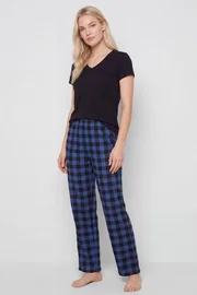 Türen Kadın Ekoseli Pijama Takımı Türen T3618/Mavi