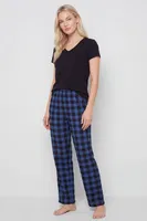 Kadın Ekoseli Pijama Takımı Türen T3618/Mavi Mavi