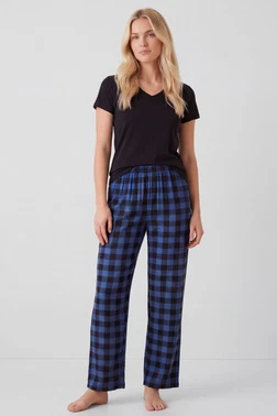 Türen Kadın Ekoseli Pijama Takımı Türen T3618/Mavi - Alternatif Görünüm