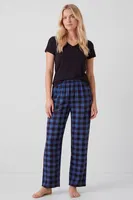 Kadın Ekoseli Pijama Takımı Türen T3618/Mavi Mavi detay görünüm