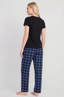Kadın Ekoseli Pijama Takımı Türen T3618/Mavi Mavi farklı açı