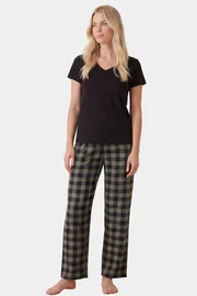 Türen Kadın Ekoseli Pijama Takımı Türen T3618/Yeşil