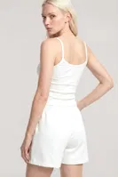 Kadın Ekru Askılı Ribana Şortlu Pijama Takımı Akbeniz Y1700 Ekru görsel 4