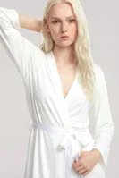 Kadın Ekru Uzun Kimono Sabahlıklı 3'lü Pijama Takımı Akbeniz Y1400 detay görünüm