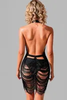 Kadın Fantazi Püskül Detaylı Mini Gecelik For Dreams 8628 Siyah detay görünüm