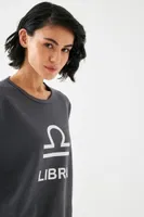 Kadın Füme Terazi Burcu Baskılı Oversize 2 İplik Eşofman Takımı Akbeniz B9999 Füme Terazi görsel 4