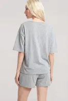 Kadın Gri Kısa Kollu Şortlu Pijama Takımı Akbeniz Y1300 Gri görsel 4