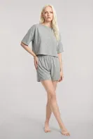 Kadın Gri Kısa Kollu Şortlu Pijama Takımı Akbeniz Y1300 Gri