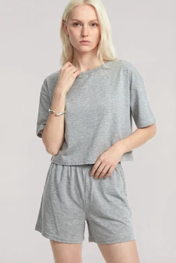 Kadın Gri Kısa Kollu Şortlu Pijama Takımı Akbeniz Y1300 - Alternatif Görünüm