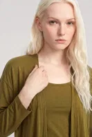 Kadın Gri Melanj Uzun Kimono Sabahlıklı 3'lü Pijama Takımı Akbeniz Y1400 görsel 4