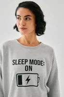 Kadın Gri Sleep Mode On Baskılı Oversize 2 İplik Eşofman Takımı Akbeniz B3333 Gri görsel 5