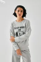 Kadın Gri Sleep Mode On Baskılı Oversize 2 İplik Eşofman Takımı Akbeniz B3333 Gri görsel 4