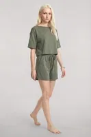 Kadın Haki Kısa Kollu Şortlu Pijama Takımı Akbeniz Y1300 Haki