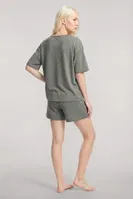 Kadın Haki Kısa Kollu Şortlu Pijama Takımı Akbeniz Y1300 Haki farklı açı