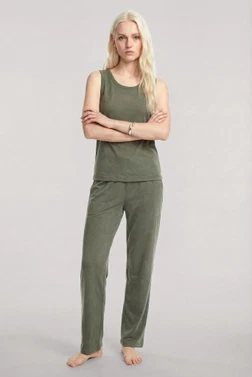 Kadın Haki Kolsuz Pijama Takımı Akbeniz Y1200 - Alternatif Görünüm