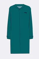 Kadın Kadife Dokulu Fermuarlı Uzun Kollu Elbise Anıl 11561 Gül Kurusu görsel 4