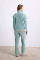 Kadın Kadife Dokulu Uzun Kollu Sweatshirt ve Pantolon Takımı Anıl 11588 Yeşil detay görünüm
