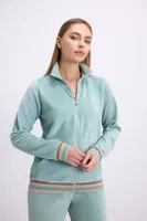 Kadın Kadife Dokulu Uzun Kollu Sweatshirt ve Pantolon Takımı Anıl 11588 Yeşil farklı açı