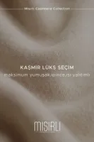 Kadın Kaşmir Ultra Yumuşak Dik Yaka Bluz Mısırlı 11227 Koyu Kahverengi görsel 4