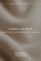 Kadın Kaşmir Ultra Yumuşak Dik Yaka Bluz Mısırlı 11227 Koyu Kahverengi görsel 4